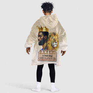 Lion Black King KId Wearable Blanket Hoodie African Heritage