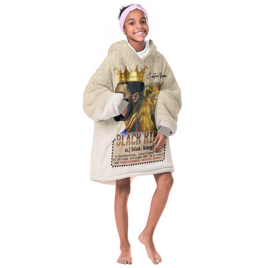 Lion Black King KId Wearable Blanket Hoodie African Heritage