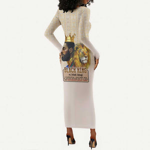 Lion Black King Long Sleeve Bodycon Dress African Heritage DT02