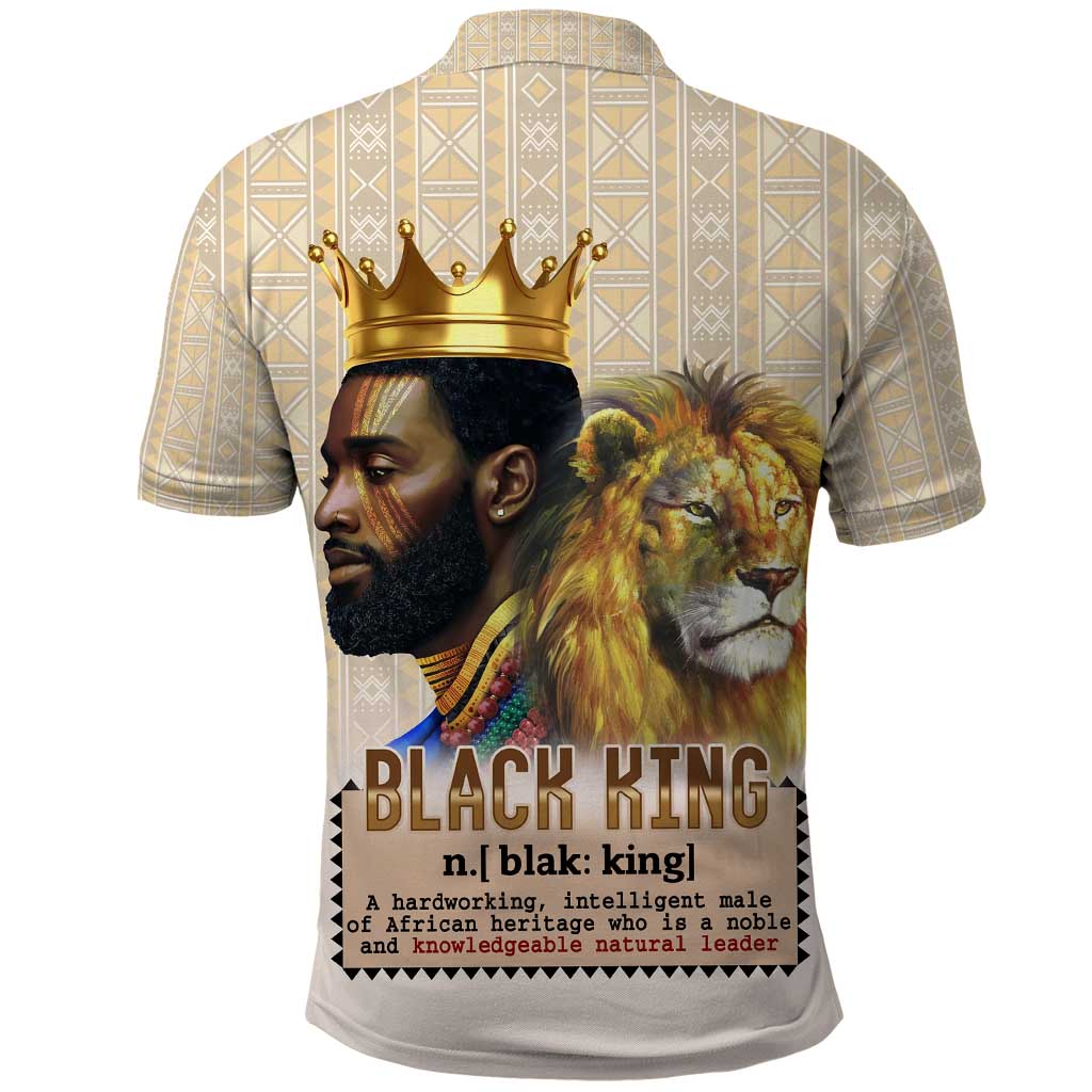 Lion Black King Polo Shirt African Heritage