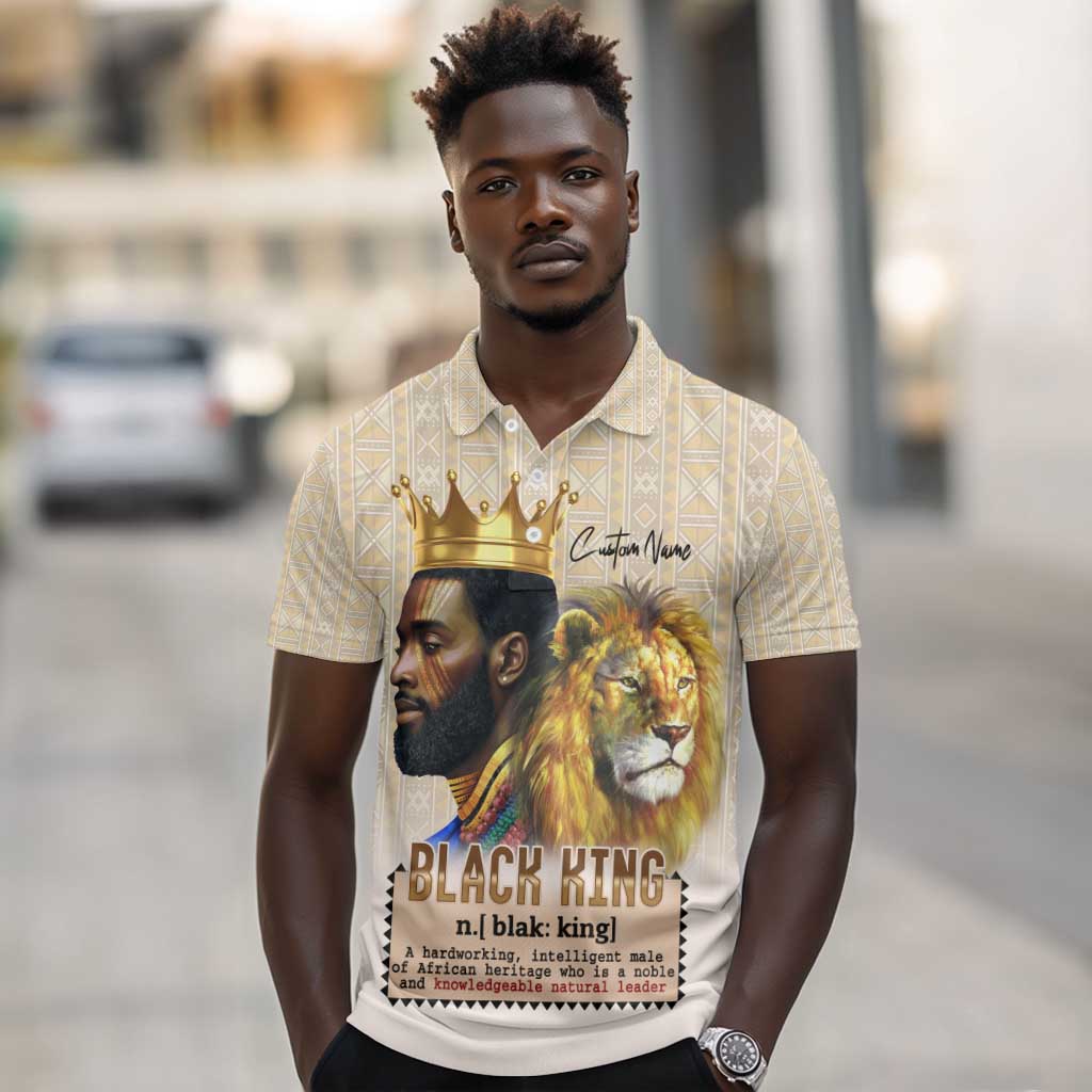 Lion Black King Polo Shirt African Heritage