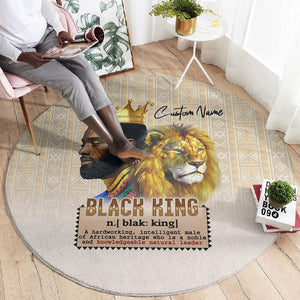 Lion Black King Round Carpet African Heritage