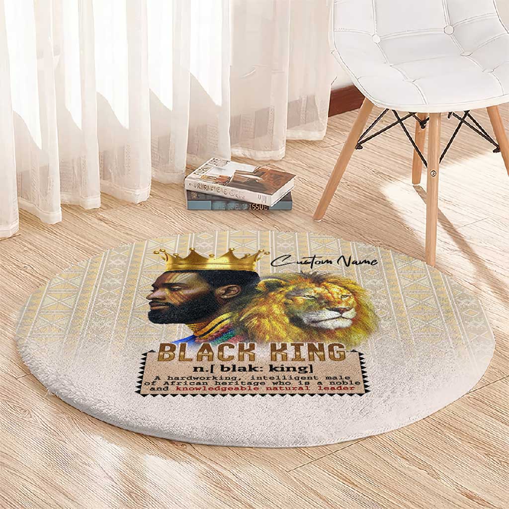 Lion Black King Round Carpet African Heritage