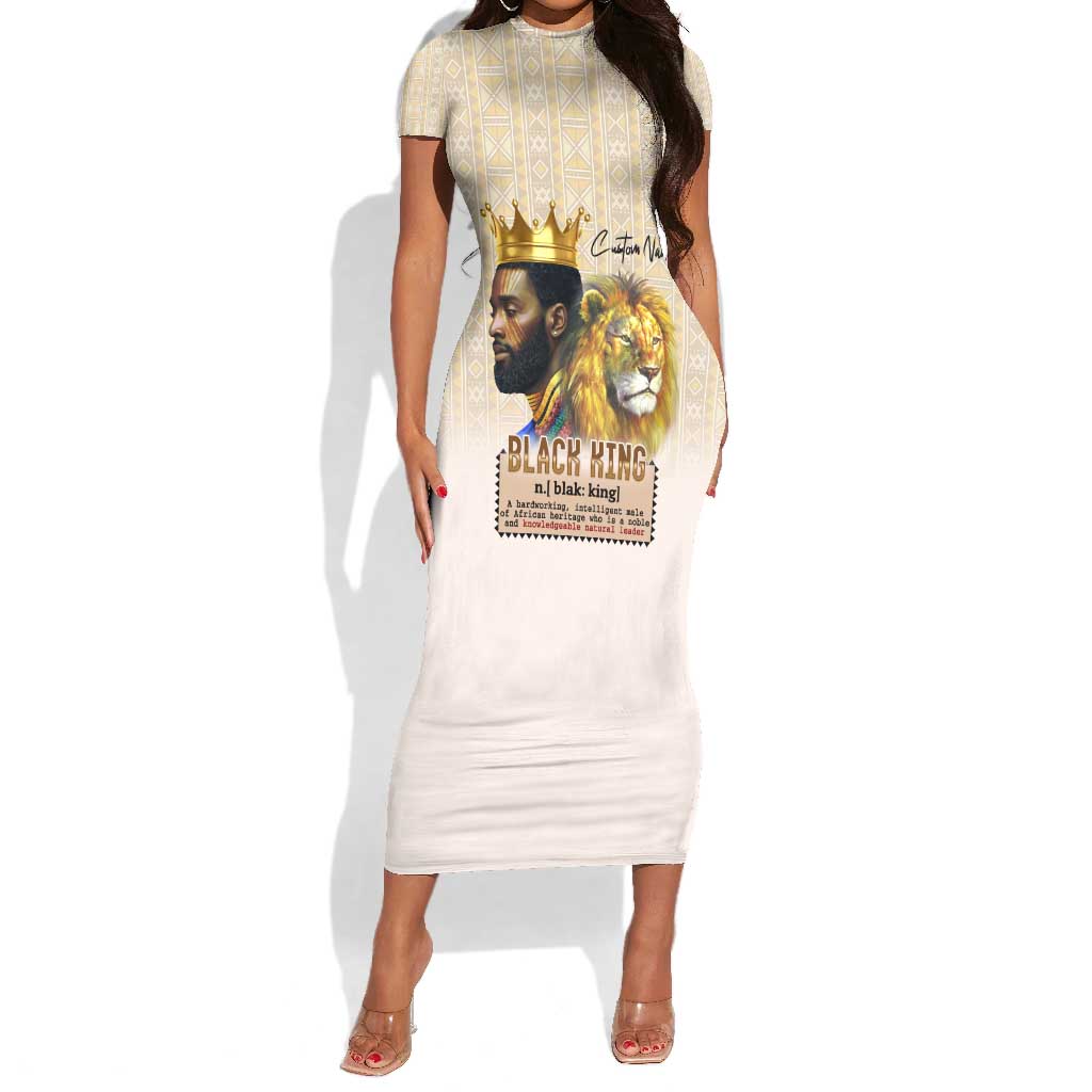 Lion Black King Short Sleeve Bodycon Dress African Heritage DT02