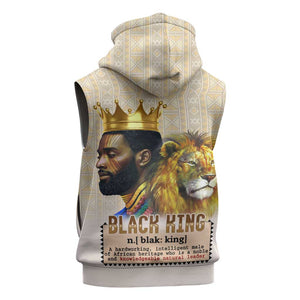 Lion Black King Sleeveless Hoodie African Heritage - African Pride