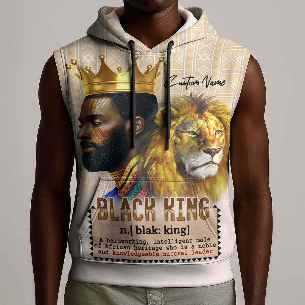 Lion Black King Sleeveless Hoodie African Heritage - African Pride