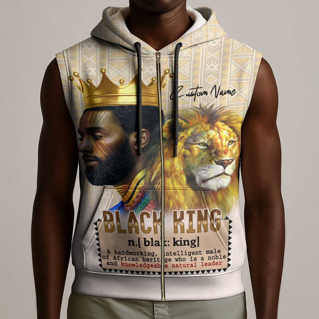Lion Black King Sleeveless Zip Hoodie African Heritage - African Pride
