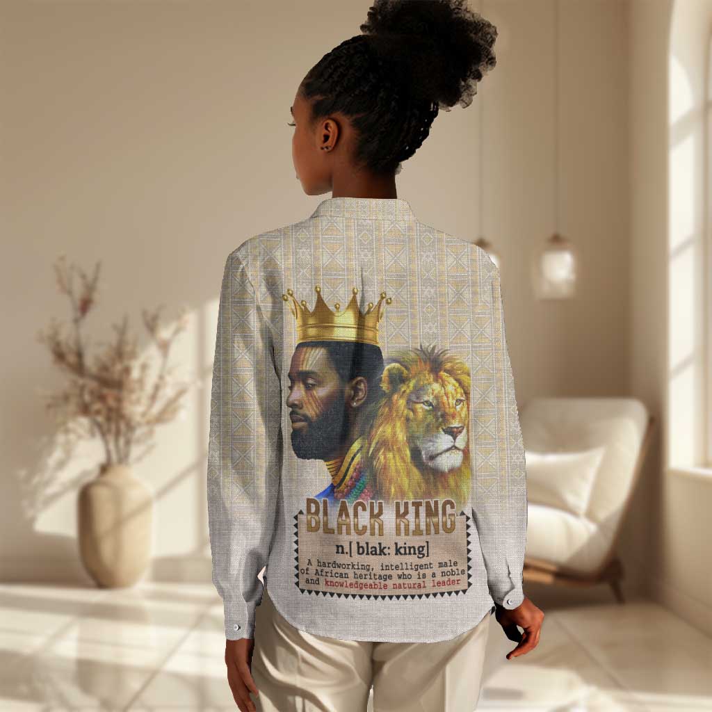 Lion Black King Women Casual Shirt African Heritage DT02