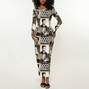 Good Trouble Long Sleeve Bodycon Dress Civil Rights Leaders DT02