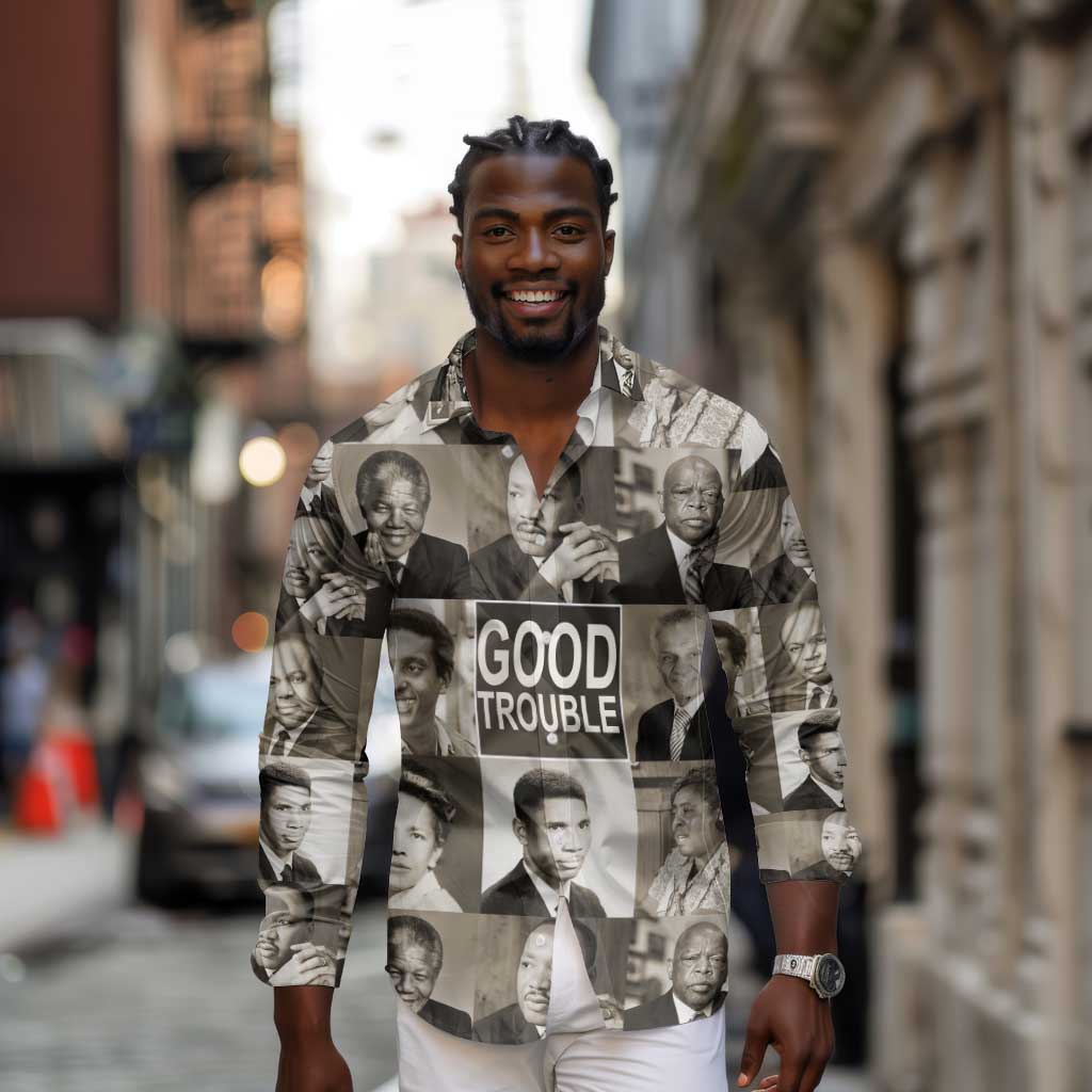 Good Trouble Long Sleeve Button Shirt Civil Rights Leaders