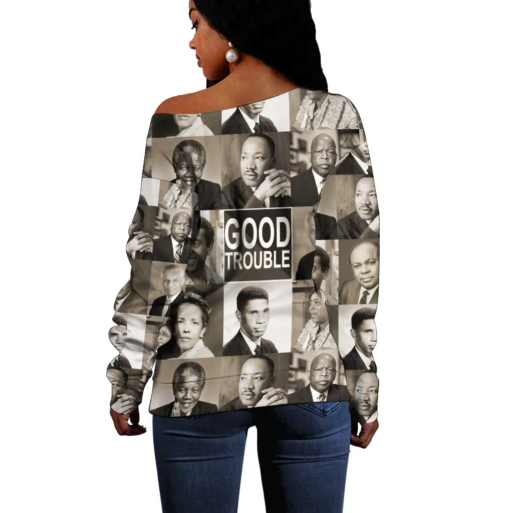 Good Trouble Off Shoulder Sweater Civil Rights Leaders