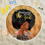 Personalized African Black Women Beach Blanket She Who Kneels Before God
