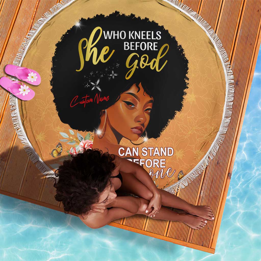 Personalized African Black Women Beach Blanket She Who Kneels Before God