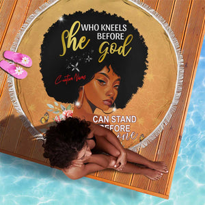 Personalized African Black Women Beach Blanket She Who Kneels Before God