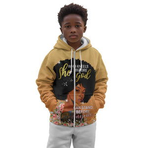 Personalized African Black Women Kid Hoodie She Who Kneels Before God