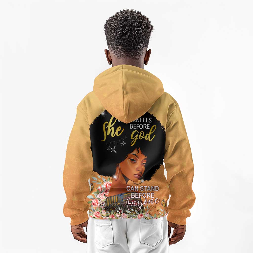 Personalized African Black Women Kid Hoodie She Who Kneels Before God