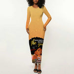Personalized African Black Women Long Sleeve Bodycon Dress She Who Kneels Before God DT02