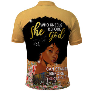 Personalized African Black Women Polo Shirt She Who Kneels Before God