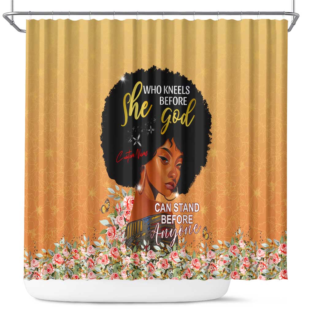 Personalized African Black Women Shower Curtain She Who Kneels Before God