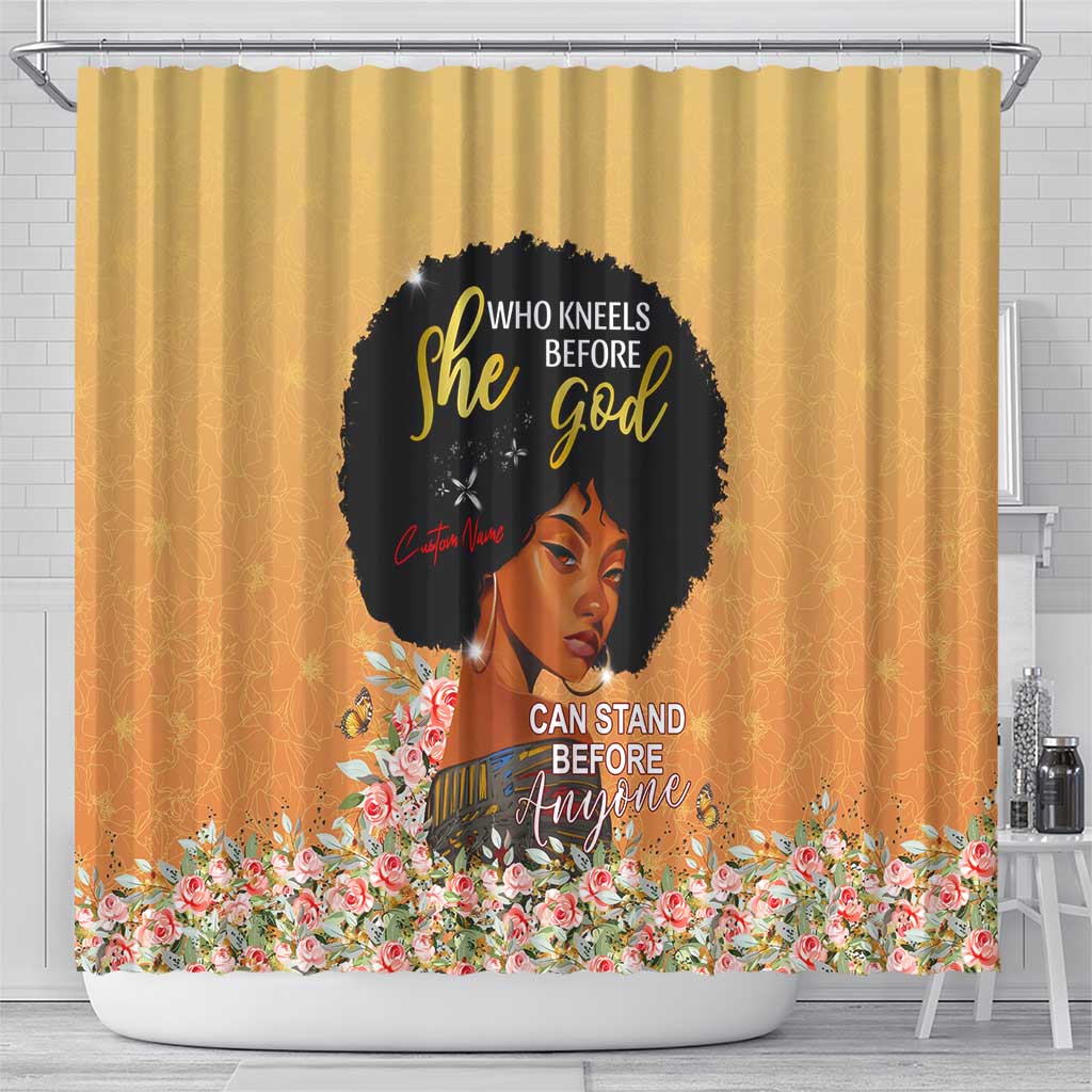 Personalized African Black Women Shower Curtain She Who Kneels Before God