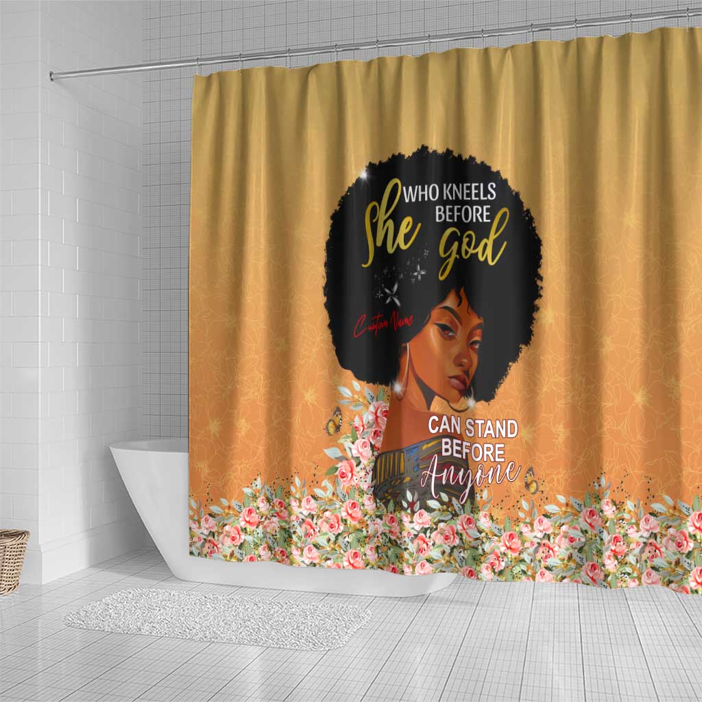 Personalized African Black Women Shower Curtain She Who Kneels Before God
