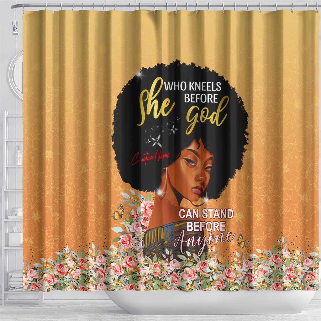 Personalized African Black Women Shower Curtain She Who Kneels Before God