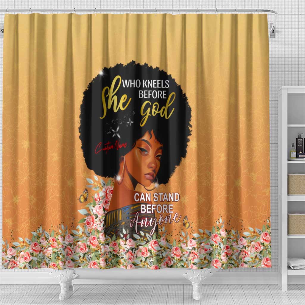 Personalized African Black Women Shower Curtain She Who Kneels Before God