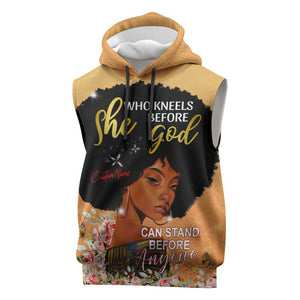 Personalized African Black Women Sleeveless Hoodie She Who Kneels Before God - African Pride