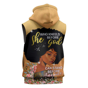 Personalized African Black Women Sleeveless Hoodie She Who Kneels Before God - African Pride