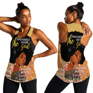 Personalized African Black Women Women Racerback Tank She Who Kneels Before God