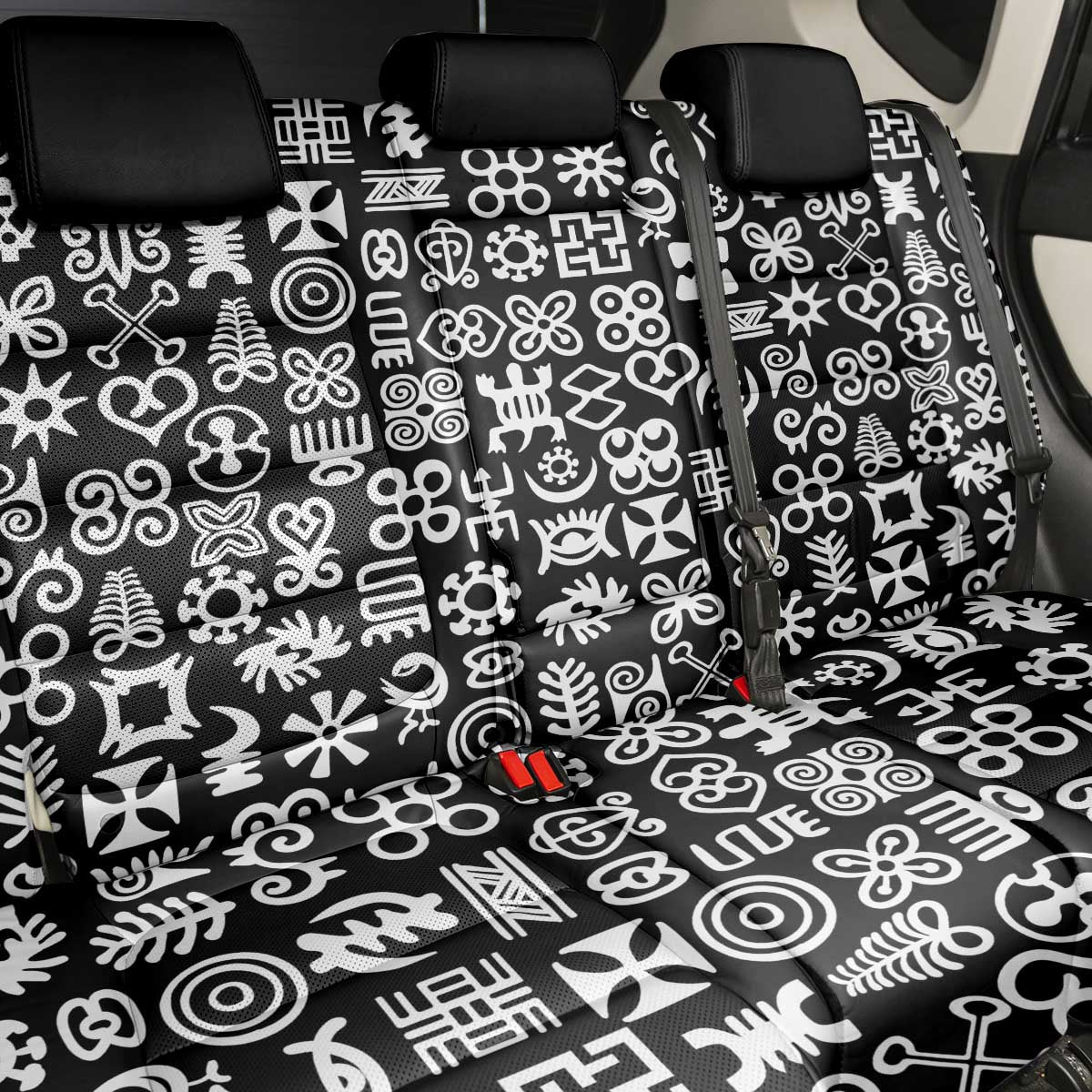 African Adinkra Back Car Seat Cover - Mixed Pattern Symbols