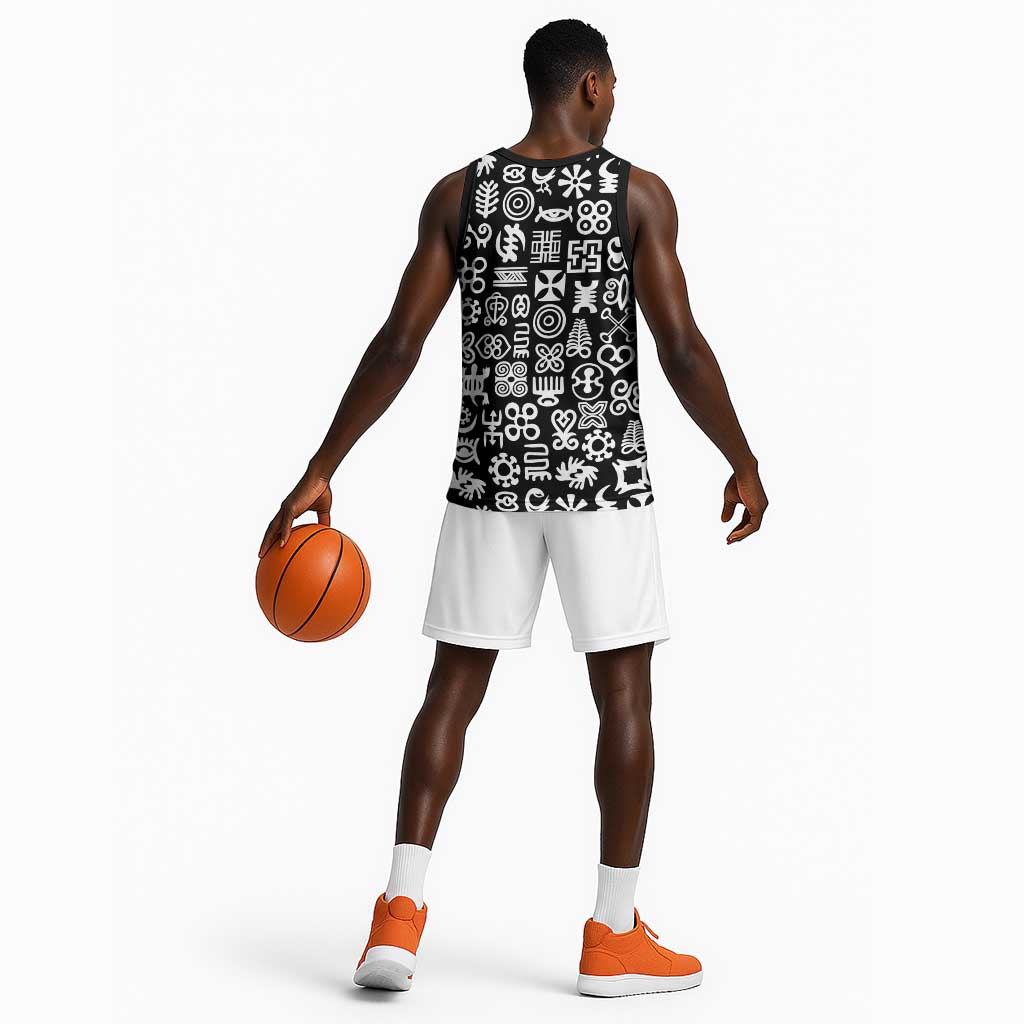 African Adinkra Basketball Jersey - Mixed Pattern Symbols - African Pride