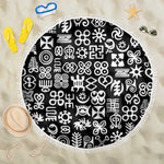 African Adinkra Beach Blanket - Mixed Pattern Symbols