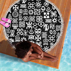 African Adinkra Beach Blanket - Mixed Pattern Symbols