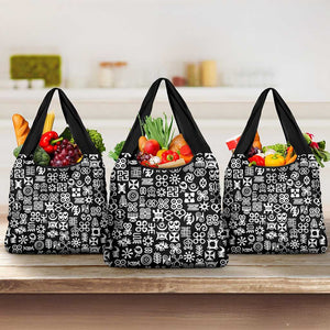 African Adinkra Grocery Bag - Mixed Pattern Symbols
