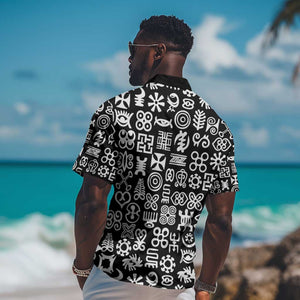 African Adinkra Hawaiian Shirt - Mixed Pattern Symbols