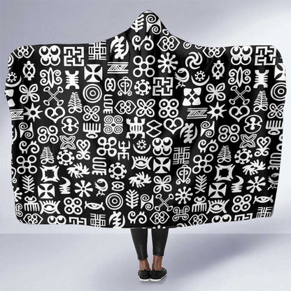 African Adinkra Hooded Blanket - Mixed Pattern Symbols