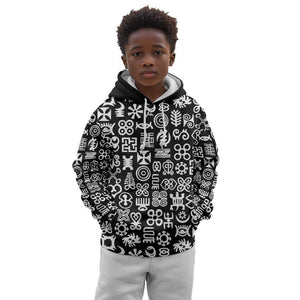 African Adinkra Kid Hoodie - Mixed Pattern Symbols