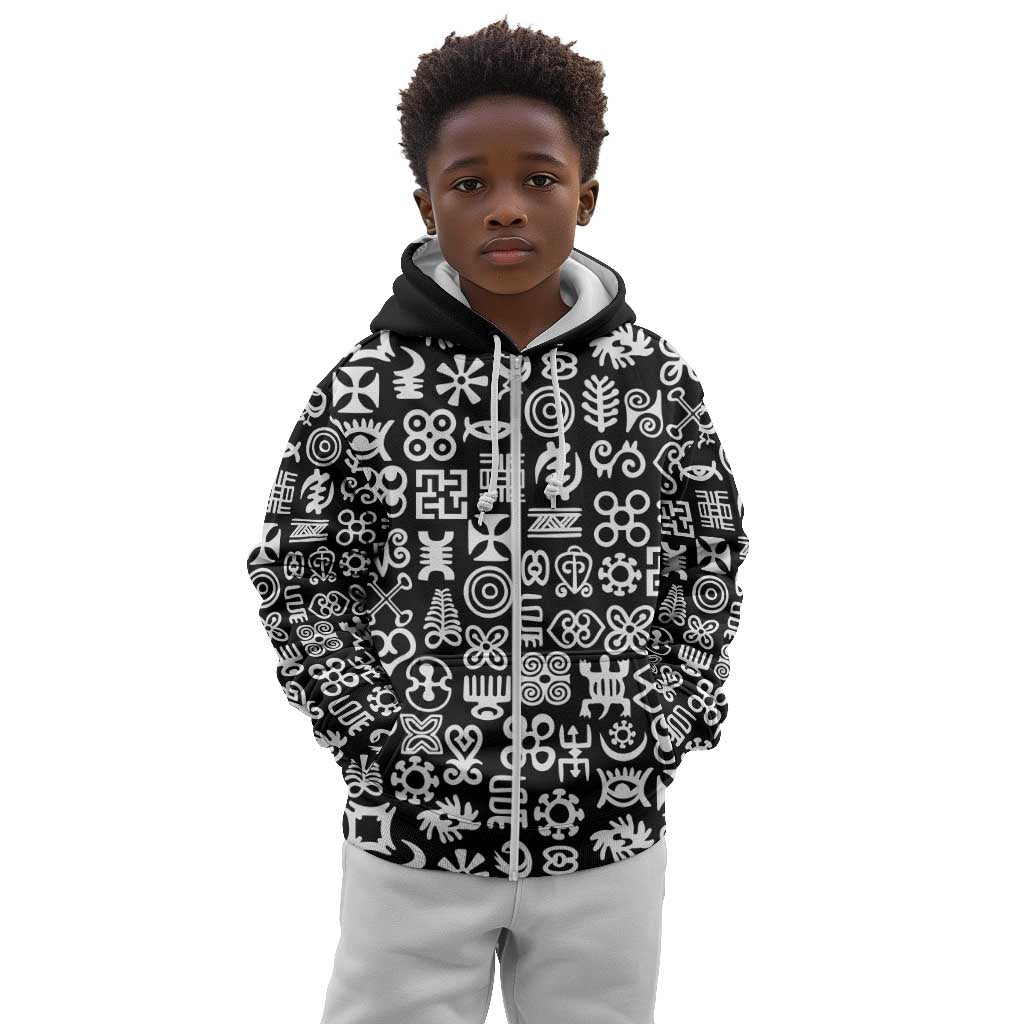 African Adinkra Kid Hoodie - Mixed Pattern Symbols