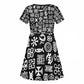 African Adinkra Kid Short Sleeve Dress - Mixed Pattern Symbols