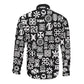 African Adinkra Long Sleeve Button Shirt - Mixed Pattern Symbols