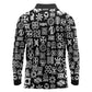 African Adinkra Long Sleeve Polo Shirt - Mixed Pattern Symbols
