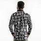 African Adinkra Long Sleeve Polo Shirt - Mixed Pattern Symbols