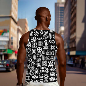 African Adinkra Men Tank Top - Mixed Pattern Symbols