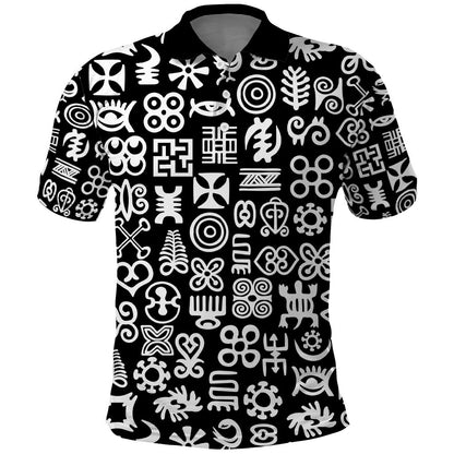 African Adinkra Polo Shirt - Mixed Pattern Symbols