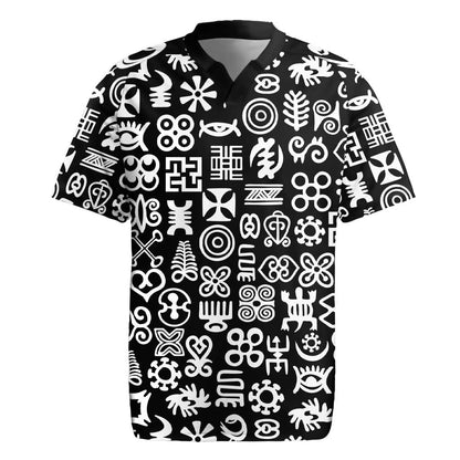 African Adinkra Rugby Jersey - Mixed Pattern Symbols