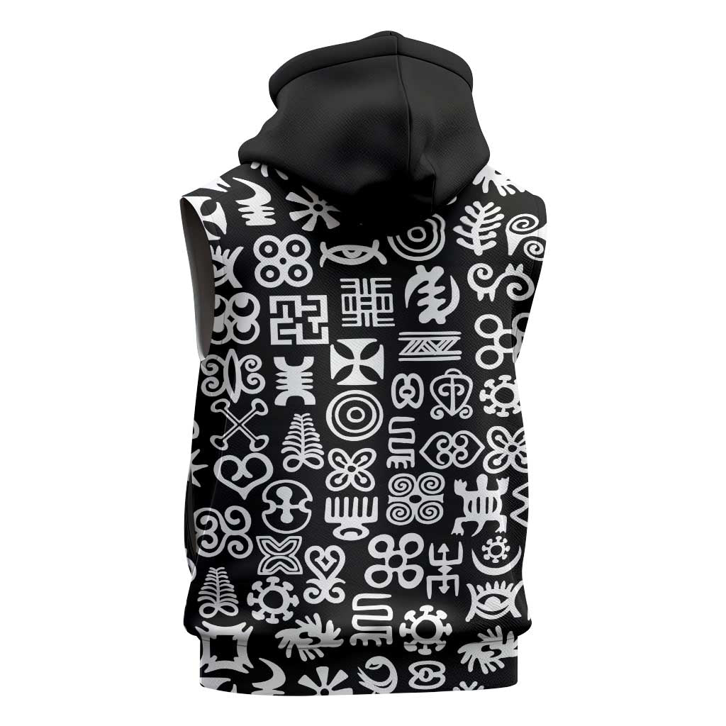 African Adinkra Sleeveless Hoodie - Mixed Pattern Symbols - African Pride