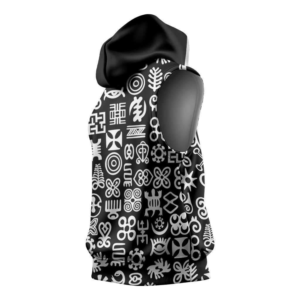 African Adinkra Sleeveless Hoodie - Mixed Pattern Symbols - African Pride