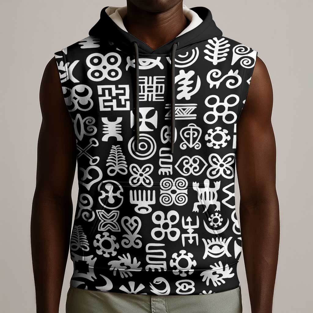 African Adinkra Sleeveless Hoodie - Mixed Pattern Symbols - African Pride