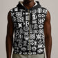 African Adinkra Sleeveless Zip Hoodie - Mixed Pattern Symbols - African Pride